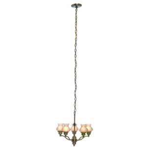 Lite Source LS 19271AB/AMB Susie 5 Lite Ceiling Lamp with Amber Glass 