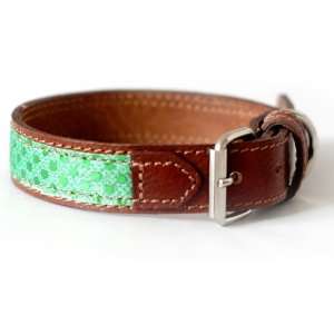  Sequined leather dog collar with stainless steel buckle 