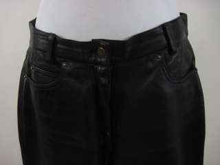 WHET BLU Black Bootcut Leather Slacks Pants Size 4  