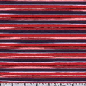  58 Wide Cotton/Lycra Jersey Knit Stripe Red/Navy Fabric 