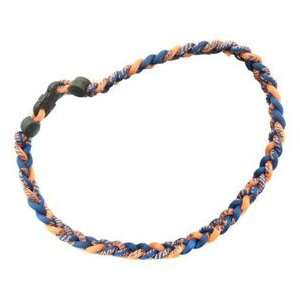   Titanium Ionic Braided Necklace   Navy Blue/Orange: Sports & Outdoors