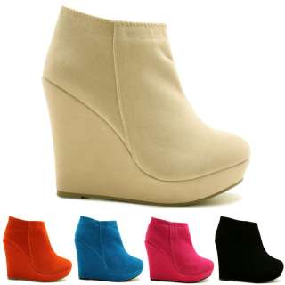 Neu Damen Stiefeletten Ankle Boots Schuhe Keilabsatz Plateau Gr 36 41 