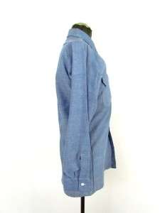   60s mens blue chambray WRANGLER BIG BEN western work shirt S 14 14.5