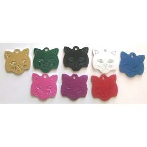    Colorful Metallic Kitty Face Cat Collar Pet Tags: Pet Supplies