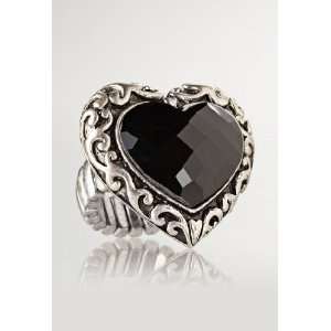  Avenue Plus Size Scrolled Heart Stretch Ring, Black ONE 