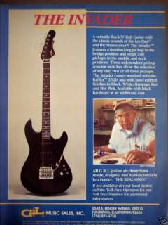 1986 G & L Invader Guitar Leo Fender vintage music ad  