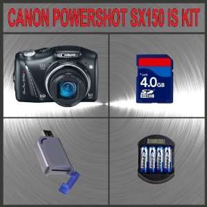  Canon PowerShot SX150 IS Digital Camera (Black) + Huge 