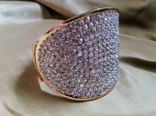 Sunburst Chanel Gold Button & Stunning Gold Crystal Cuff Bracelet 