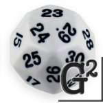 NEW White D30 Opaque 30 Sided Die D&D RPG Game Dice  