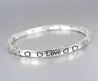 INSPIRATIONAL Faith Hope Love Hearts LOVE 4mm Thin Stretch Stackable 