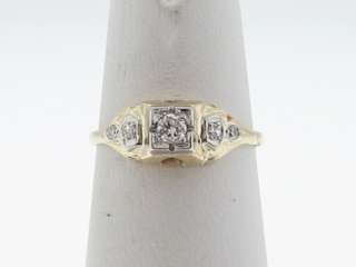 Vintage Estate Cute Small Genuine Diamonds Solid 14k Gold Ring FREE 