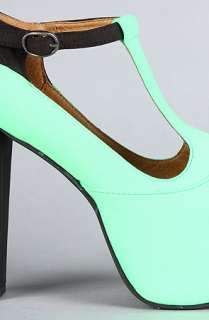 Jeffrey Campbell The Foxy Colorblock Shoe in Green and Black Neoprene 