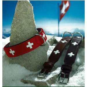 HUNTER Halsband SWISS Nappa LEDER Schweiz Rot Gr 41   49 cm NEU 