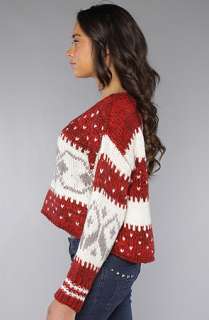 Free People The Cropped Fairisle Pullover in Burgundy Combo 