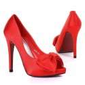 Damen Schuhe, Pumps, High Heels, 5745 28, Satin, Plateau, rot, Größe 