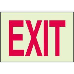 Brady 10 in. x 14 in. Glow in the Dark Self Stick Polyester Exit Sign 