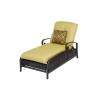 Cedar Island Brown All Weather Wicker Patio Chaise Lounge with Beige 