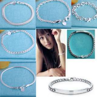 Lose Money Promotion Solid Silver Plated Charm Chain Bracelet Bangle 