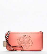 COACH AUDREY LEATHER PERFORATED GO GO LARGE WRISTLET