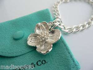 Tiffany & Co Silver Dogwood Flower Bracelet Bangle Cable Link Rare 