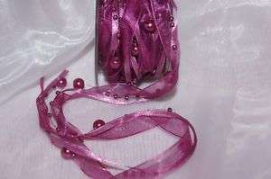 Perlenkette mit Organzaband Tischdeko pink fuchsia  