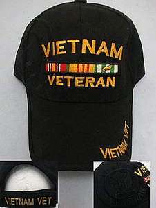 Vietnam War Veteran Black Embroidered Hat Baseball Cap  