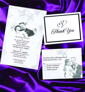 150 WEDDING INVITATIONS W/ PHOTOS FREE THANK YOU CARDS  