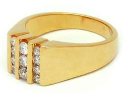 2550 Estate 14K Gold Mens Diamond Cluster Channel Ring  