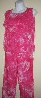 Women Casual Wear Juniors beach pajama butterfly pink set one size 