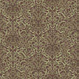 The Wallpaper Company 56 sq.ft. Brown and Green Modern Lace Damask 
