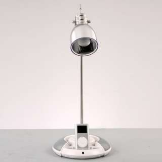   White Desk Table Lamp with iPod/MP3 Dock and Speaker Player  