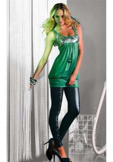 MELROSE Longshirt Sequins grün silber Pailletten Gr. 32 XS neu  
