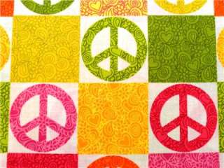 New Retro Peace Signs Fabric BTY Fabric Traditions Squares  
