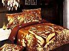 Brown & Beige Tiger Print Cotton Bedding Bed Set Duvet Quilt King Size 