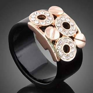 rose Gold GP Circles Swaroski Crystal Plastic Ring 1777  