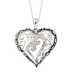 Mothers Touch Heart Pendant, Family Mothers CZ Jewelry Silver 18 