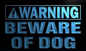 m878 b Warning Beware of Dog Neon Light Sign  