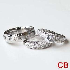   Engagement Bridal Wedding Ring Set For Him and Her Silver 2.3Ct Ring