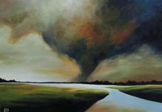   Painting by CES Tornado Warning STORM Field EBSQ Saskatchewan  