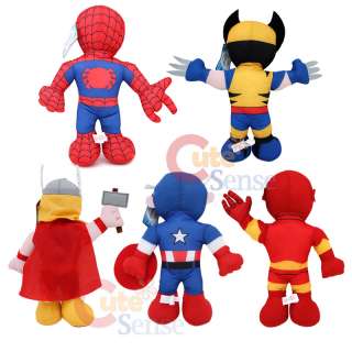 Marvel Hero Plush Doll Set Spiderman Iron Man Thor Wolverine Caprain 