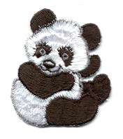 PANDA FACING LEFT EMBROIDERED IRON ON APPLIQUE/PATCH  