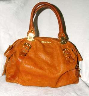MIU MIU Light Brown Leather Satchel Handbag  