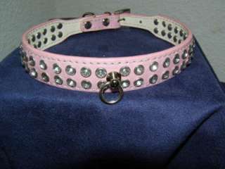 Schickes Rosa Strass Halsband für Hunde/Katzen 47cm WOW  