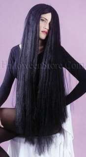 36 Long Wig Witch Evil Goth Vampira Black  