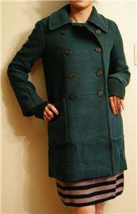 2011 NEW J CREW Academy Italian Wool Coat Jacket Green 00/0/2/4 $325 