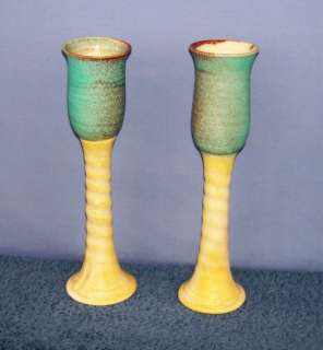 GOTHIC STONEWARE WINE GOBLETS 11H SET OF TWO  