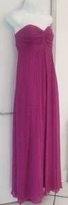 BADGLEY MISCHKA purple SILK chiffon STRAPLESS full length gown DRESS $ 