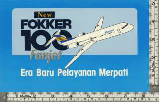 MERPATI AIRWAYS FOKKER 100 v1 AIRLINE STICKER VERY RARE  