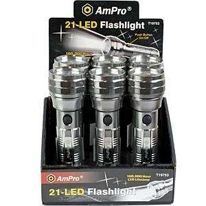 AmPro ANAT19753 6 21 LED Flashlight  6 Pack In Counter Display Box 
