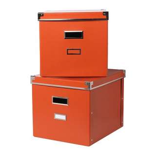 KASSETT Magazine box with lid orange Width 33 cm Depth 38 cm Height 